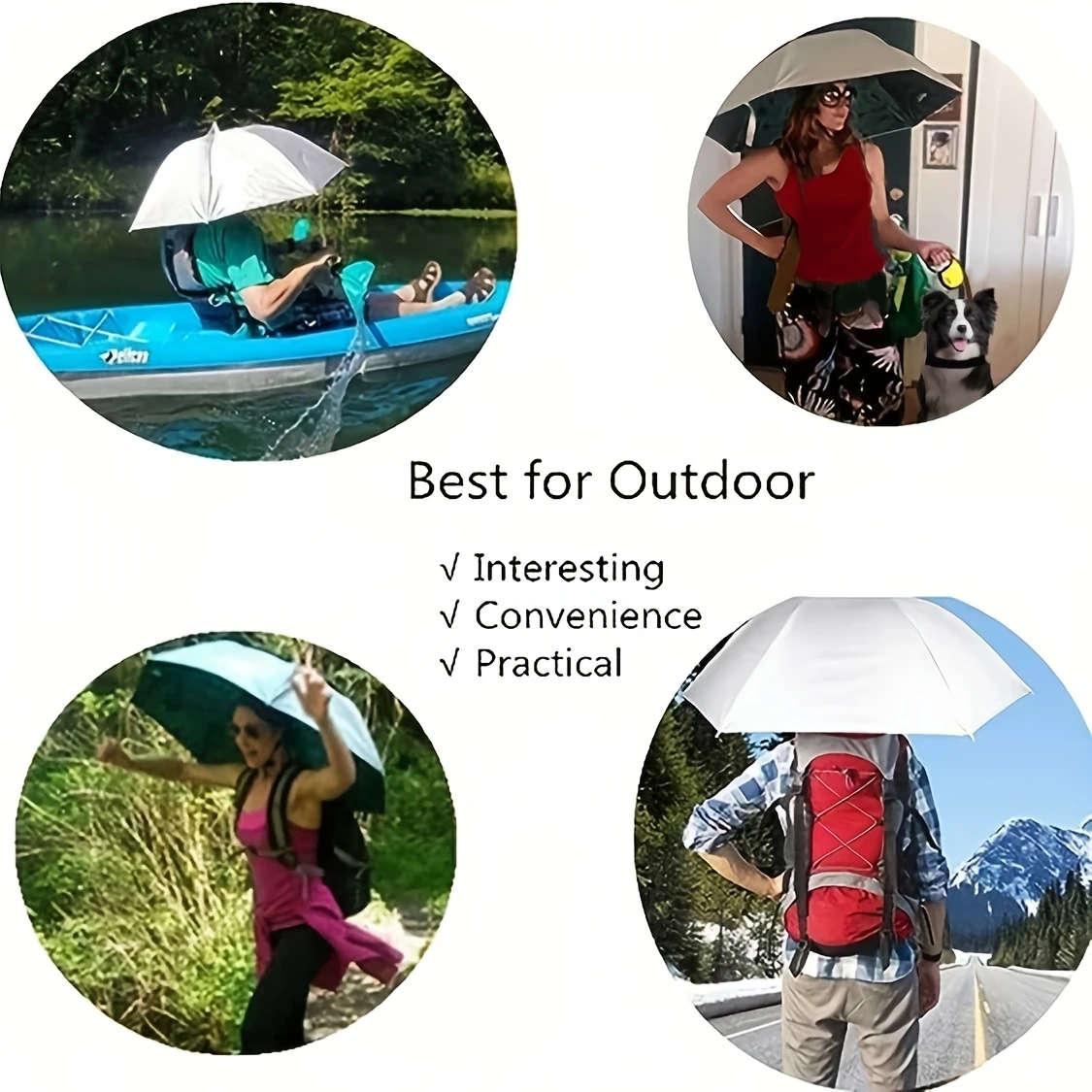 Minimalist Hands-Free UV Protection Fishing Umbrella Hat Adjustable Foldable Polyester Cap for F