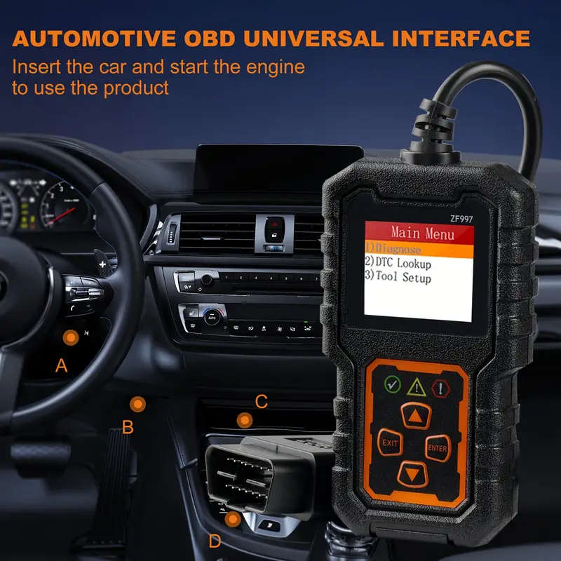 ZF997 OBD2 Car Scanner Engine Fault Diagnostic Tool USB Powered Compatible with All Vehicles Since