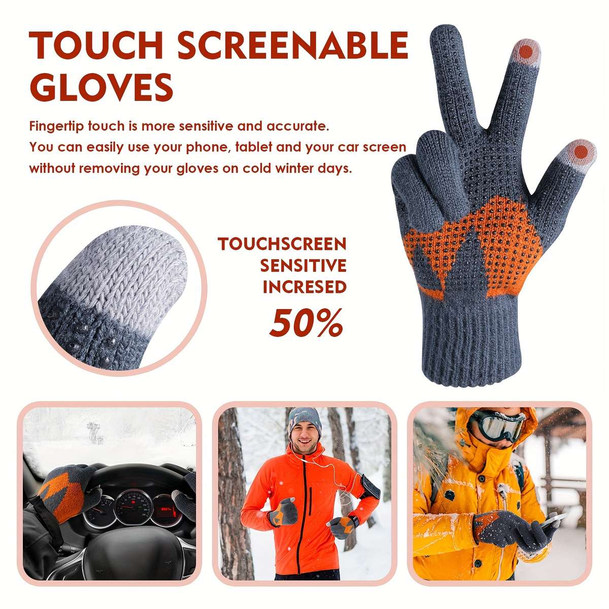 1 Pair L Style Snowflake Warm Gloves