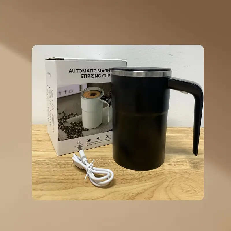 1pc Electric Coffee Stirring Cup USB Rechargeable Digital Display Magnetic Mixer ABS Material Lithiu