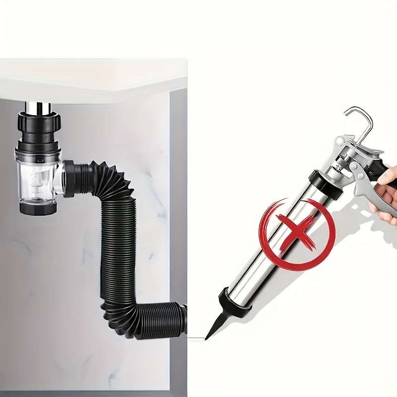 1pc FlexiDrain Stainless Steel ABS Sink Drain Pipe Flexible Space-Saving Design Tool-Free