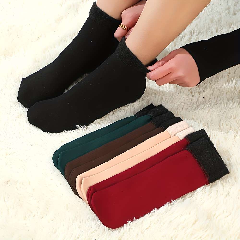 Sock Black 6 Pairs Flannel Warmth One Size
