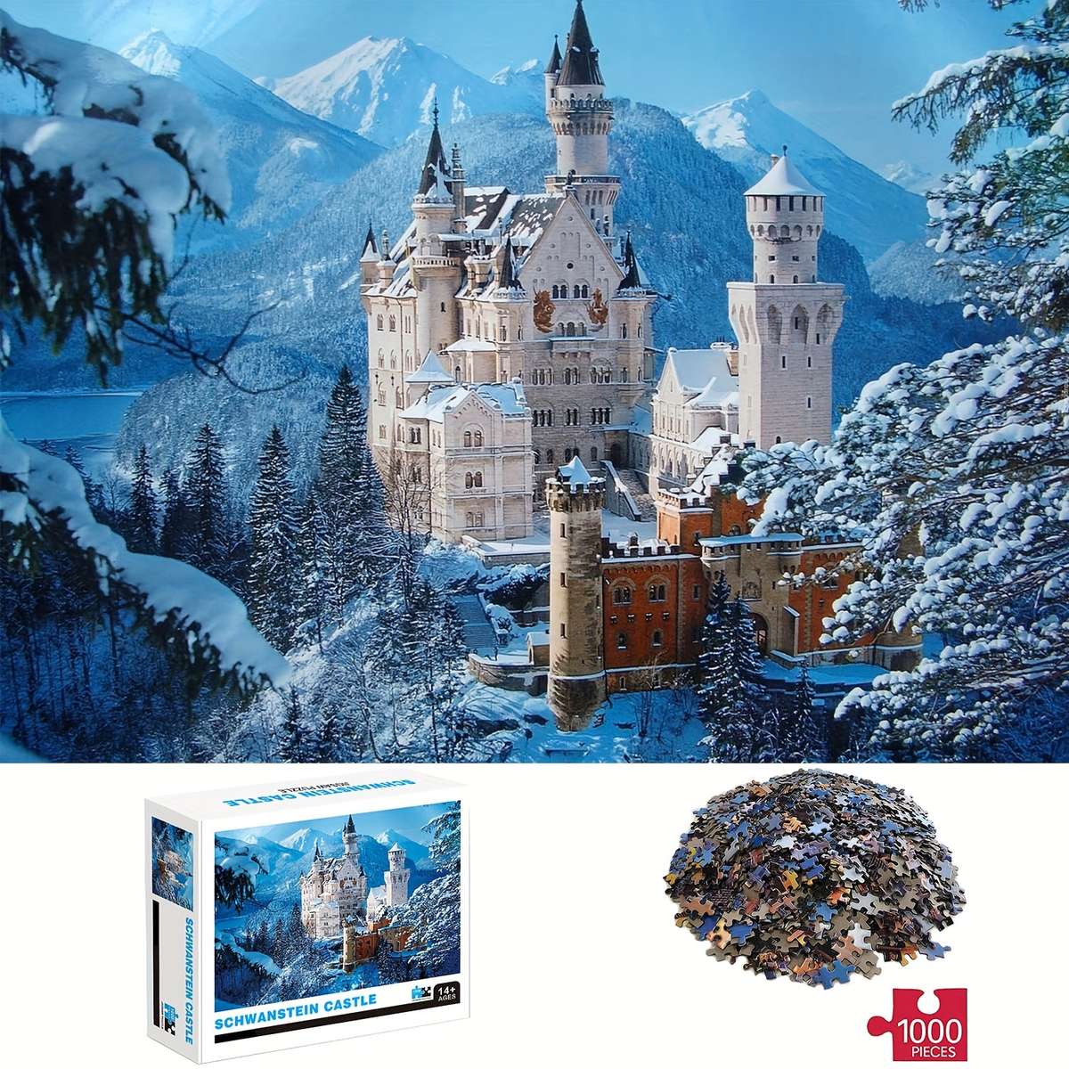 1000pcs Schwanstein Castle Puzzle Premium Quality Thick Durable Seamless Jigsaw