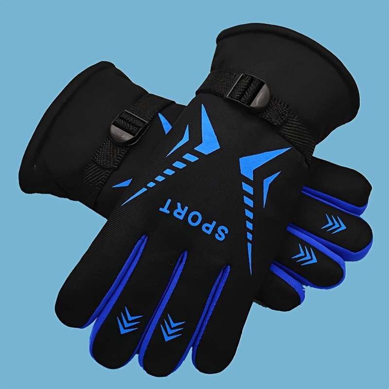 1 Pair Blue Warm Gloves