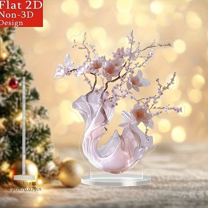 2D Flat Acrylic of Elegant Pink Cherry Blossom Acrylic Table Decoration Cherry Blossom St