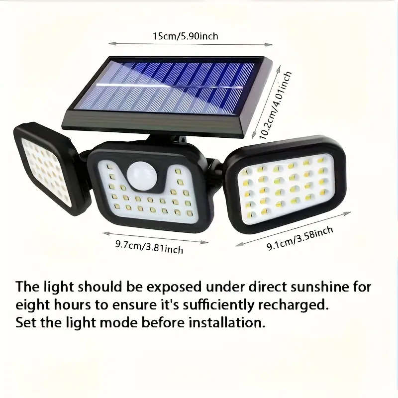 Solar-Powered Multi-Angle Motion Sensor Wall Light | IP44 Solar Outdoor Lights | Auto-Dimming & 270°