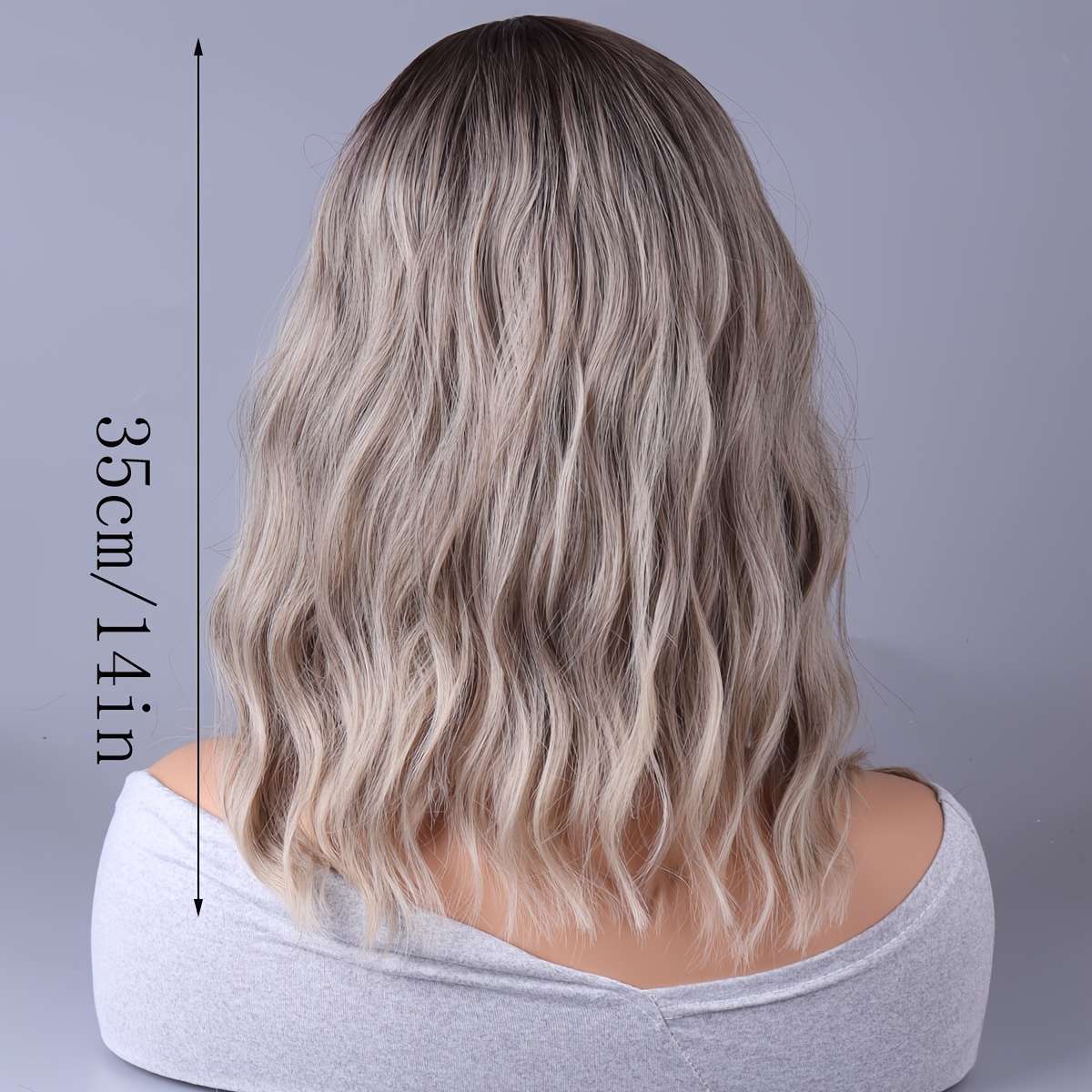 1Pc Gradient Golden 35.56cm Fashion Design Wig