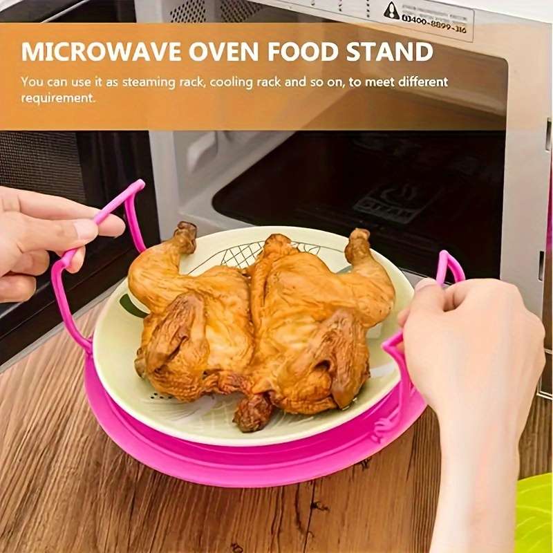 1pc Versatile Double-Layer Plastic Microwave Steaming Rack Multifunctional Heating Serving