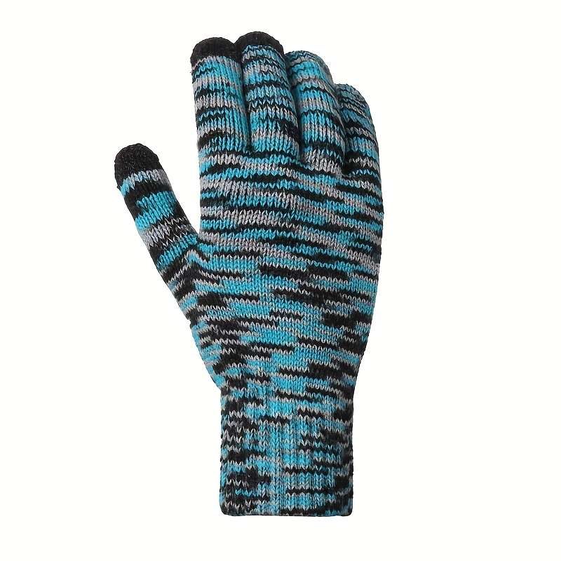 1 Pair Grey Red Warm Gloves