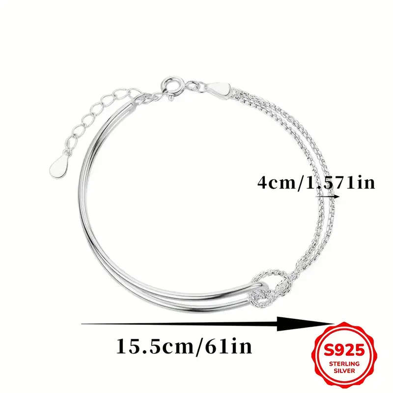 2 Piece Elegant 925 Sterling Silver Geometric Bracelet Set