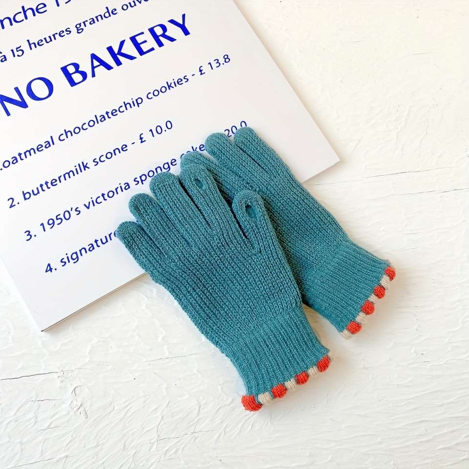 1 Pair Polychrome Size Creamy White Warm Gloves