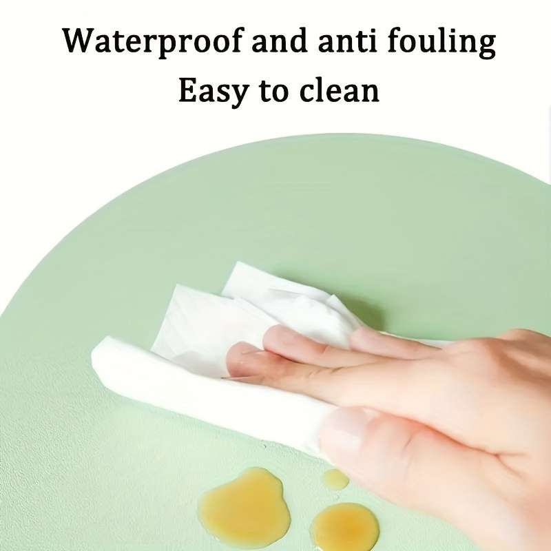 Round Faux Leather Mouse Pad Sleek Black Smooth Surface