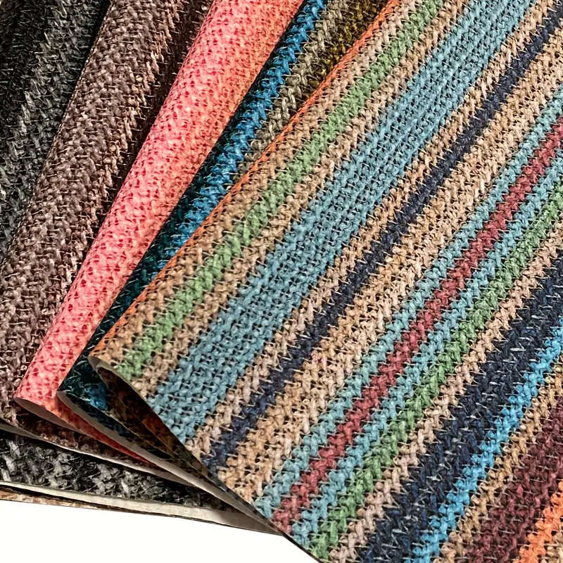 1 Piece Of Multicolor Rainbow Striped Woven Faux Leather Khaki