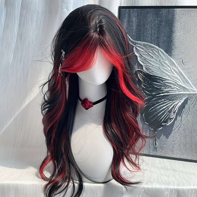 1Pc Black Red 60.96cm Fashion Design Wig