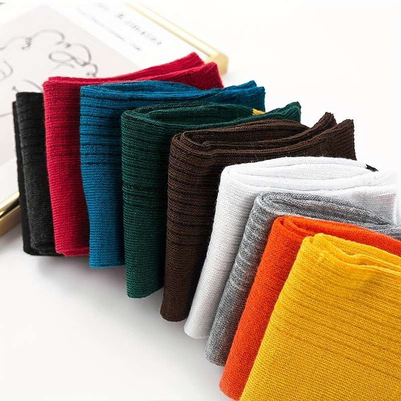 10 Pairs Of Mixed Colors One Size High Elastic Socks