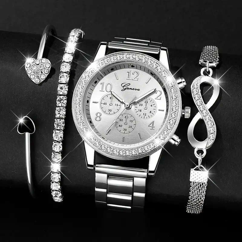 4 Pieces Of Elegant Women's Steel Band Quartz Watches