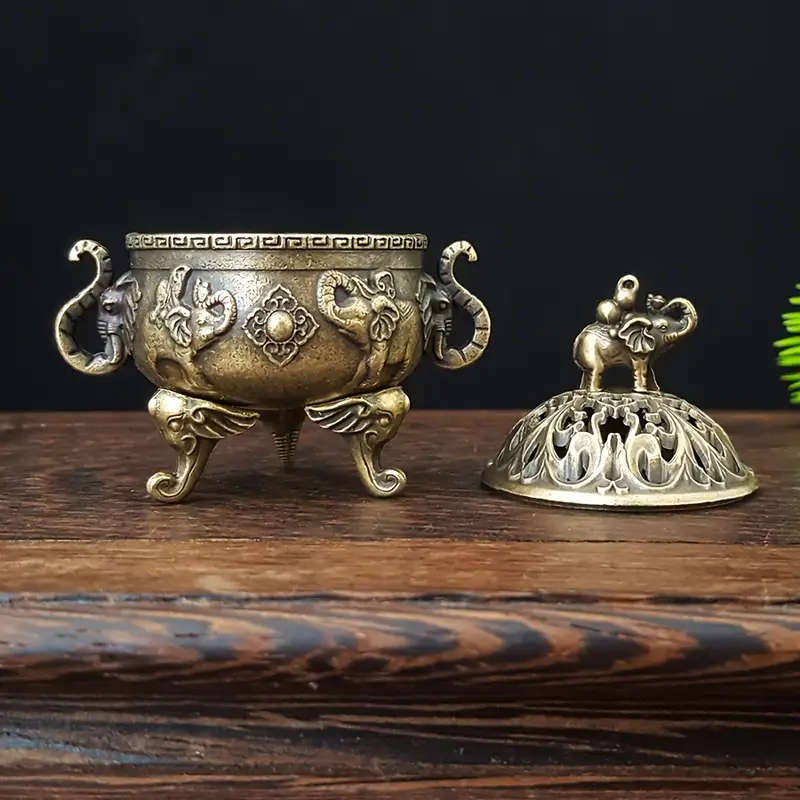 Elegant Metal Elephant Tea Ceremony Incense Burner