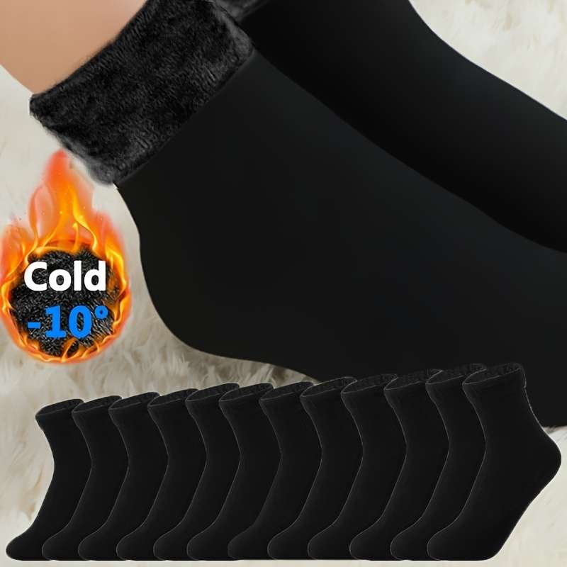 Sock Black 6 Pairs Flannel Warmth One Size