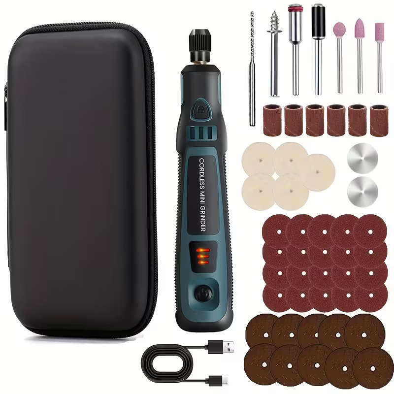 52pc Rechargeable Electric Engraving, Polishing, Drilling & Cutting Tool Set with USB Charging