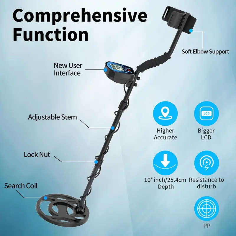 Professional 10" Coil Metal Detector with LCD Display