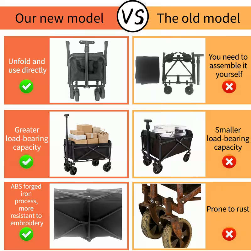 Folding Wagon Stainless Steel Trolley