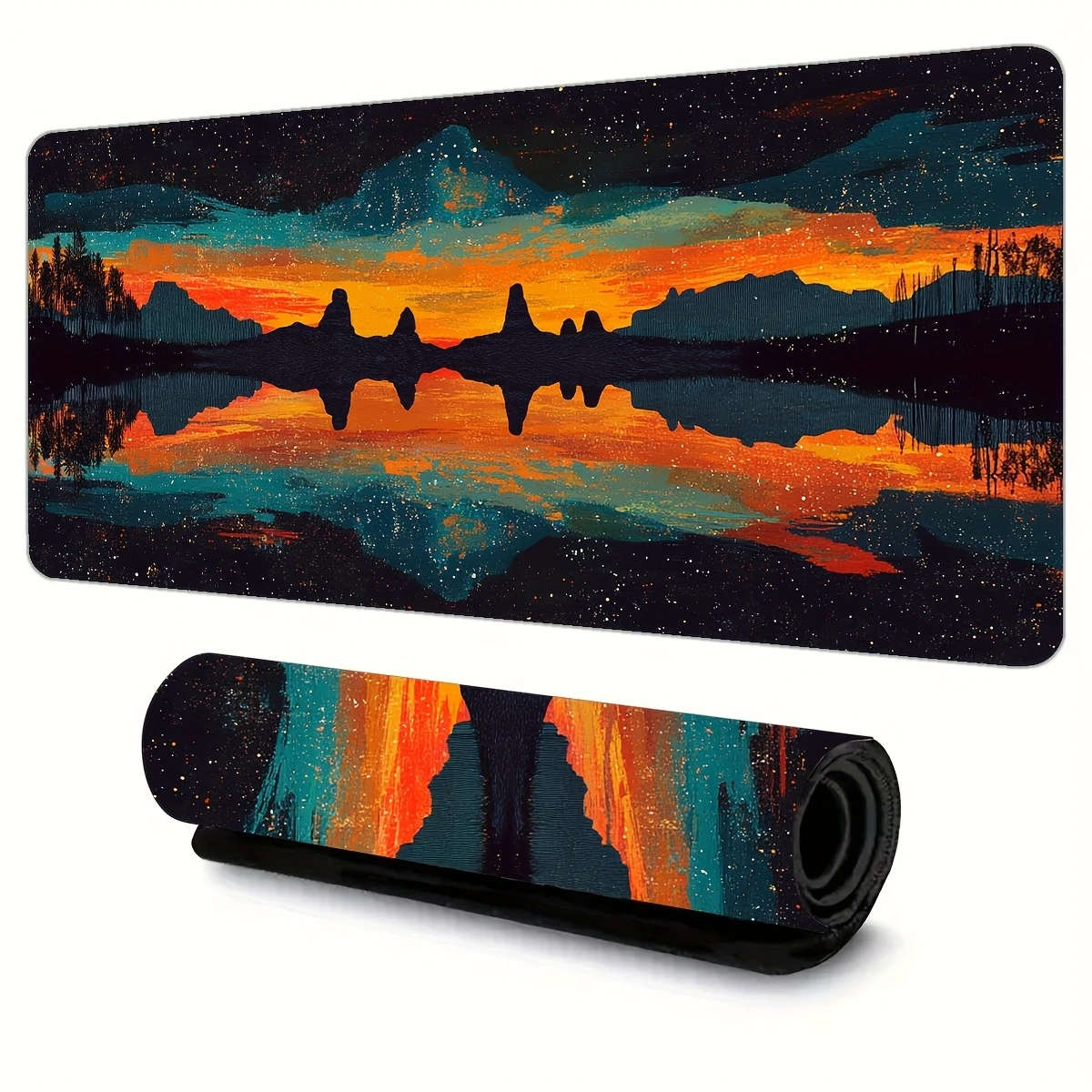 1pc 30x80cm Abstract Mountain and Starry Sky Gaming Mouse Pad
