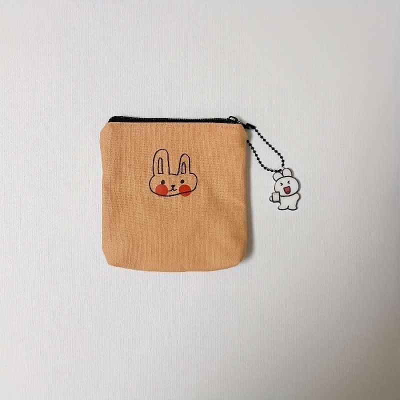 Small Canvas Cute Bunny Coin Purse Simple Fresh Hand Wash Or Professional Dry Clean