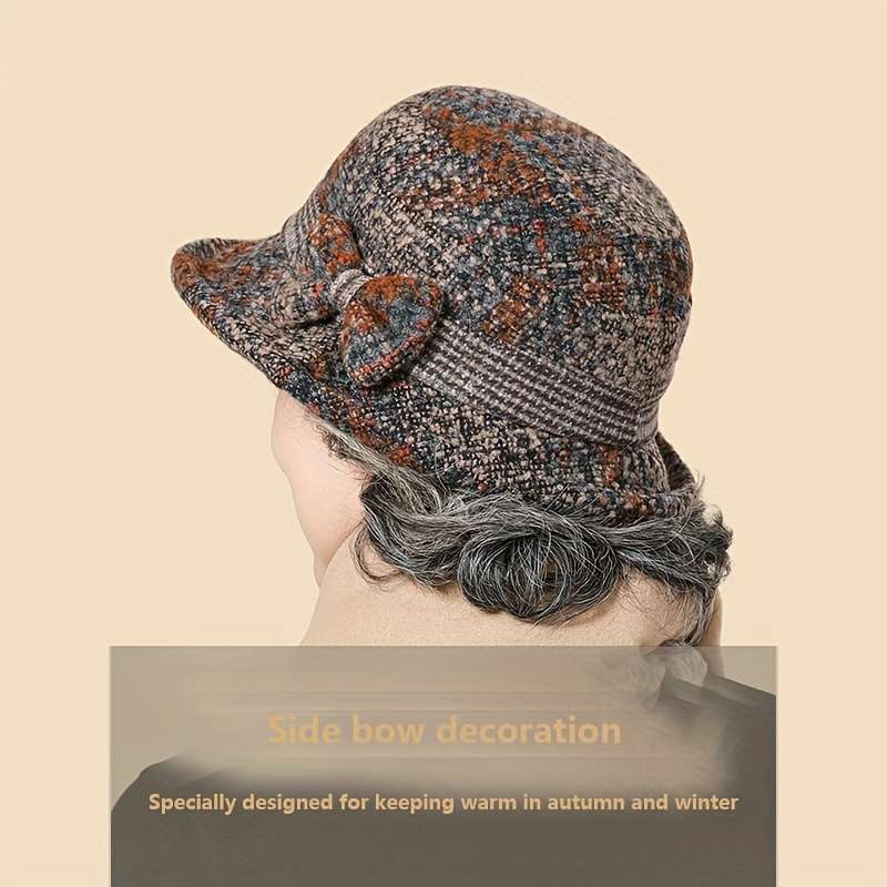 1pc Set Women'S Hat Stylish Vintage Style Autumn And Winter Fisherman'S Hat with Bow Design