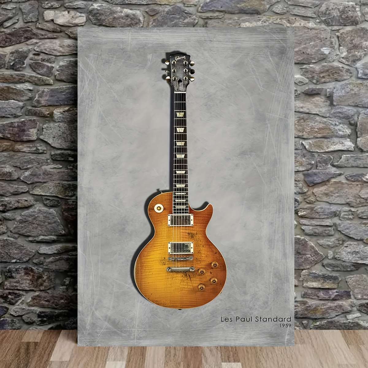 1pc Gibson Les Paul Standard 1959 Frameless Canvas Wall Art 30.48x45.72 cm Vibrant Sunburst Fini