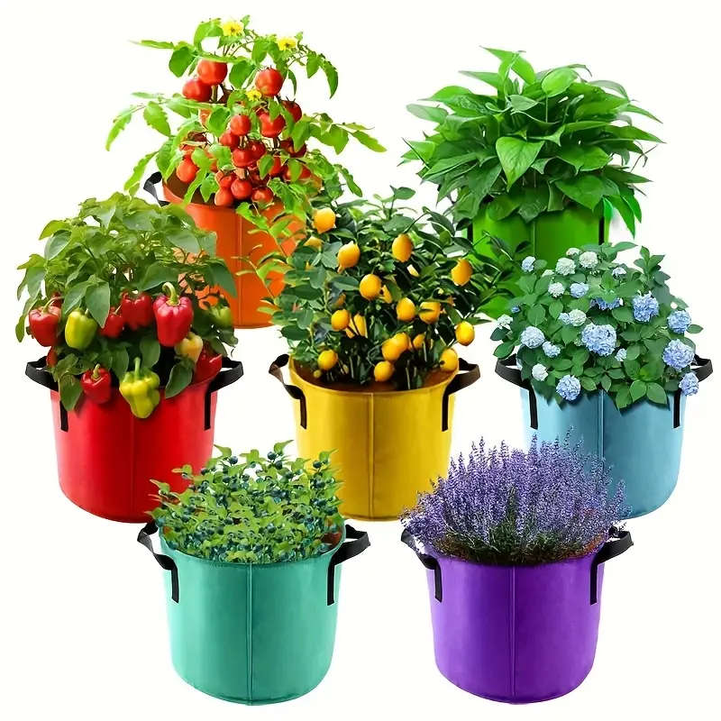 7-Pack Of 5-Gallon Thickened Felt Planting Bags