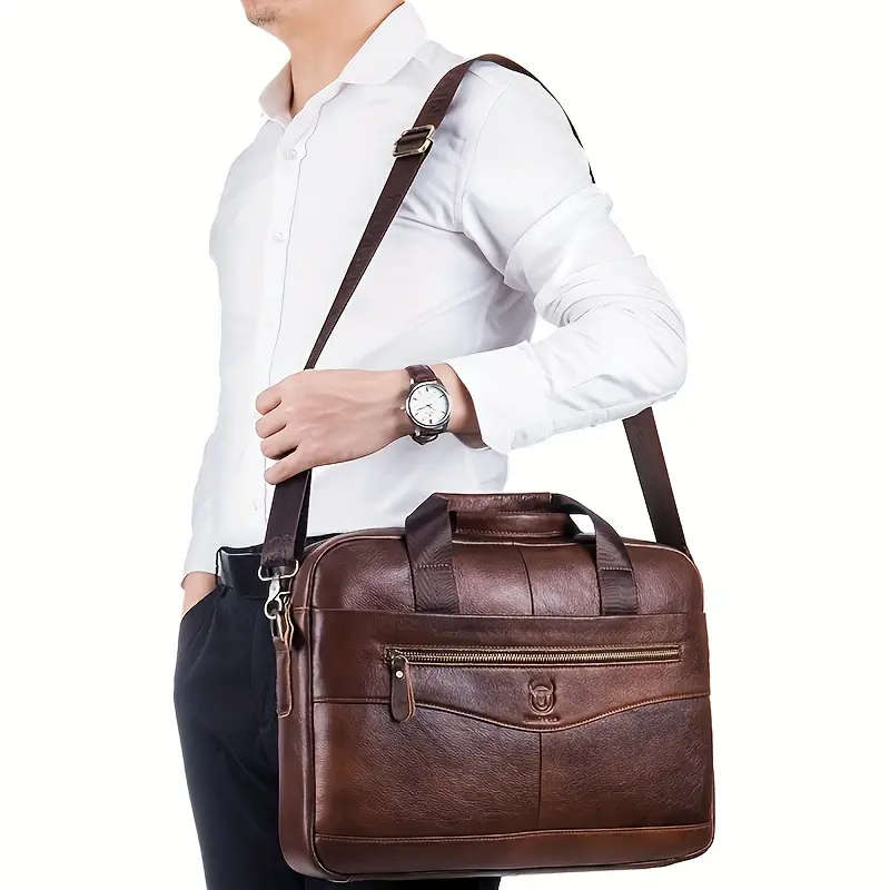 Genuine Cowhide Leather, Multi Functional Casual Bag, Large Capacity Computer Briefcase