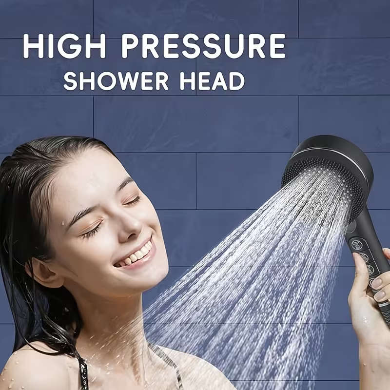 Handheld Pressurized Showerhead Four Spray Modes With 1.5Meter Reinforced Hose And Adjustable Bracke