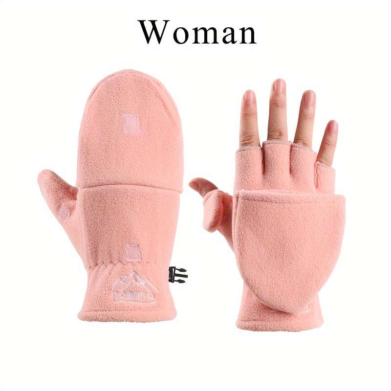 1 Pair Men Gray Warm Gloves