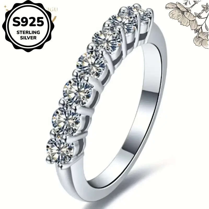 Classic 925 Sterling Silver Inlaid Synthetic Zirconia Eternity