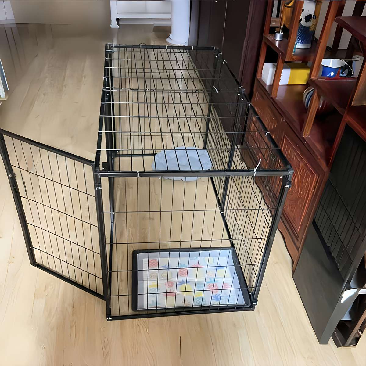 1pc 2-grid white injection molded wheelless Pet Cage