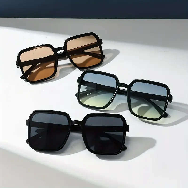 3 Pairs of Women's Square Glasses: Y2K Style, Multi-Color