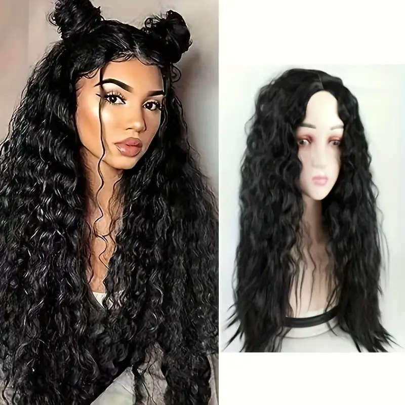 Fashionable Women's Black Mid-Length Curly Wig