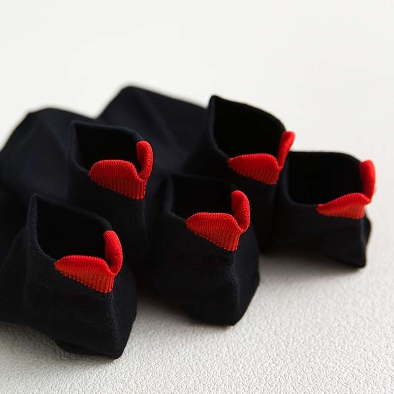 5 Pairs White Background Blue Heart One Size High Elastic Socks