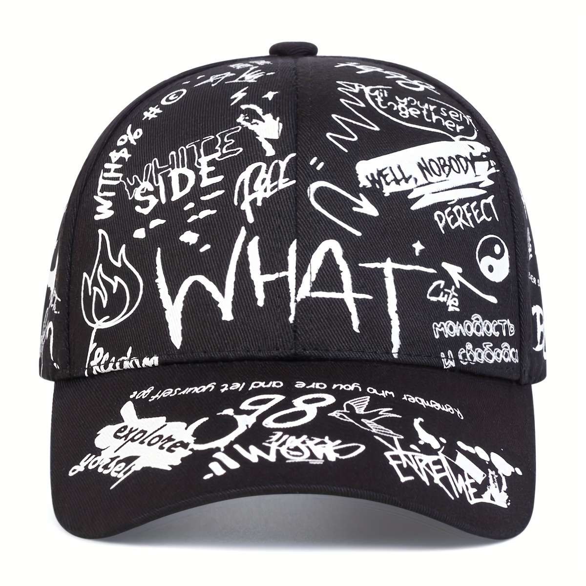 Ladies WHAT Graffiti Baseball Cap Adjustable Sun-Protective and Perfect
