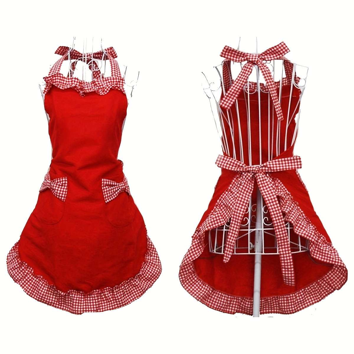 1pc Cute Bow Tie Apron Designed for Cooking Featuring Two Pockets for Small Items Suitable for Ac
