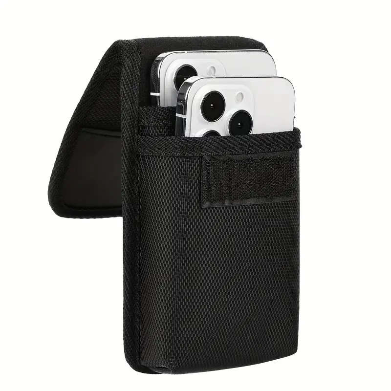 Men's Dual-Pocket Faux Leather Phone Holster with Belt Loop Durable Lightweight Multi-Functional