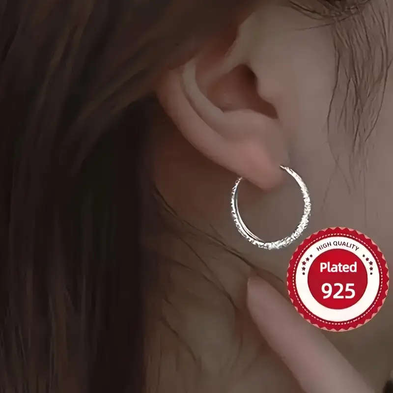 925 Silver plated earrings, Starry Sky River sparkling ring earrings