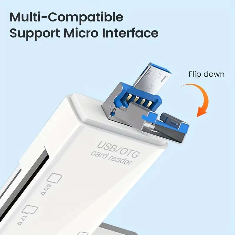 6-in-1 High-Speed Card Reader OTG Converter USB Type-C TF/SD Camera Adapter Plug Play Portable Desig