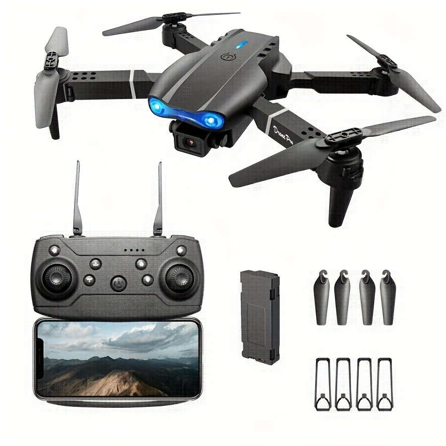 1pc E99 Foldable Drone with 1080P Camera Beginner-Friendly RC Drone USB Rechargeable Wireless Enable