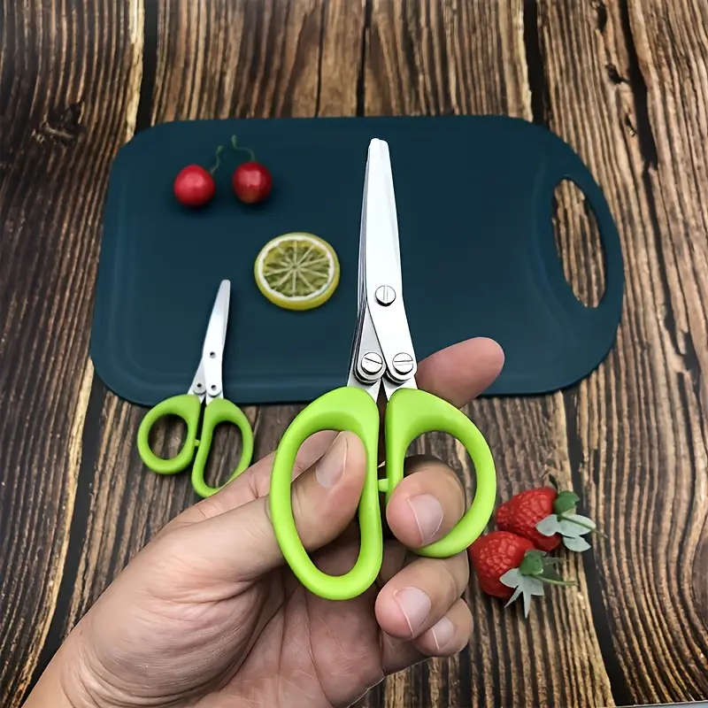 5-Layered Stainless Steel Kitchen Scissors Versatile Onion Herb Shredder Durable Safe