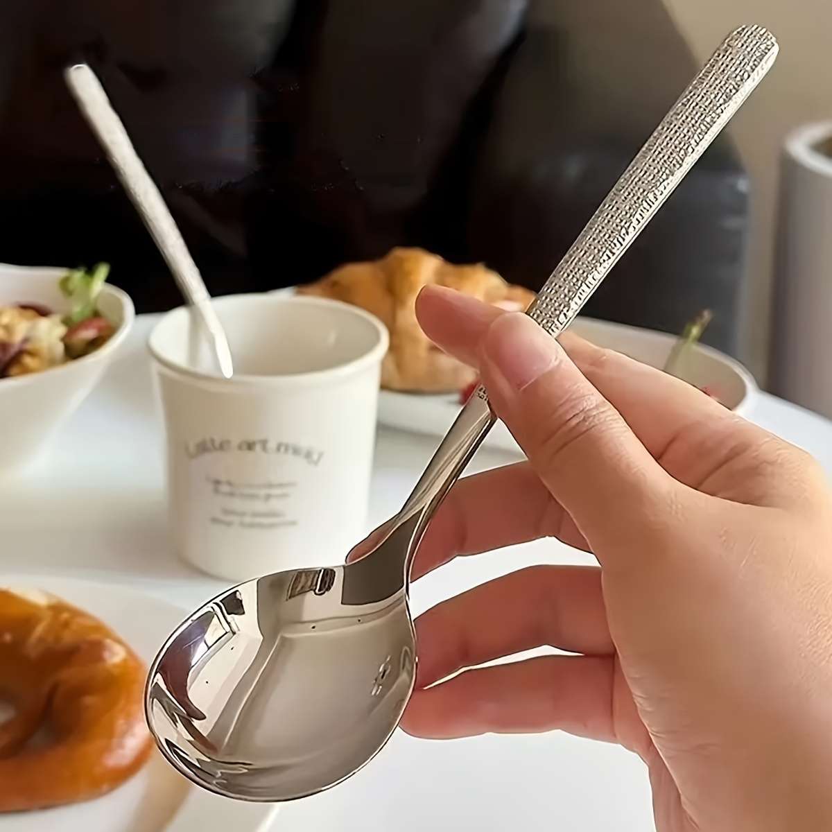 8pcs Stainless Steel Hammering Spoon Set Suitable for Soup Catering And Kitchen Use