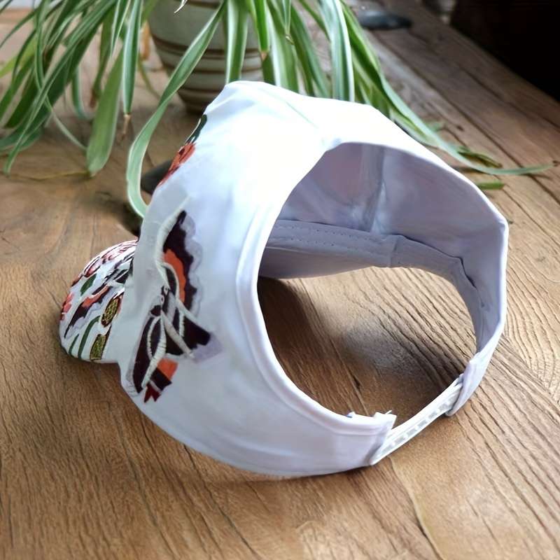 1pc Elegant Oriental-Inspired Women's Baseball Cap with Floral Bird Embroidery Adjustable Sun-