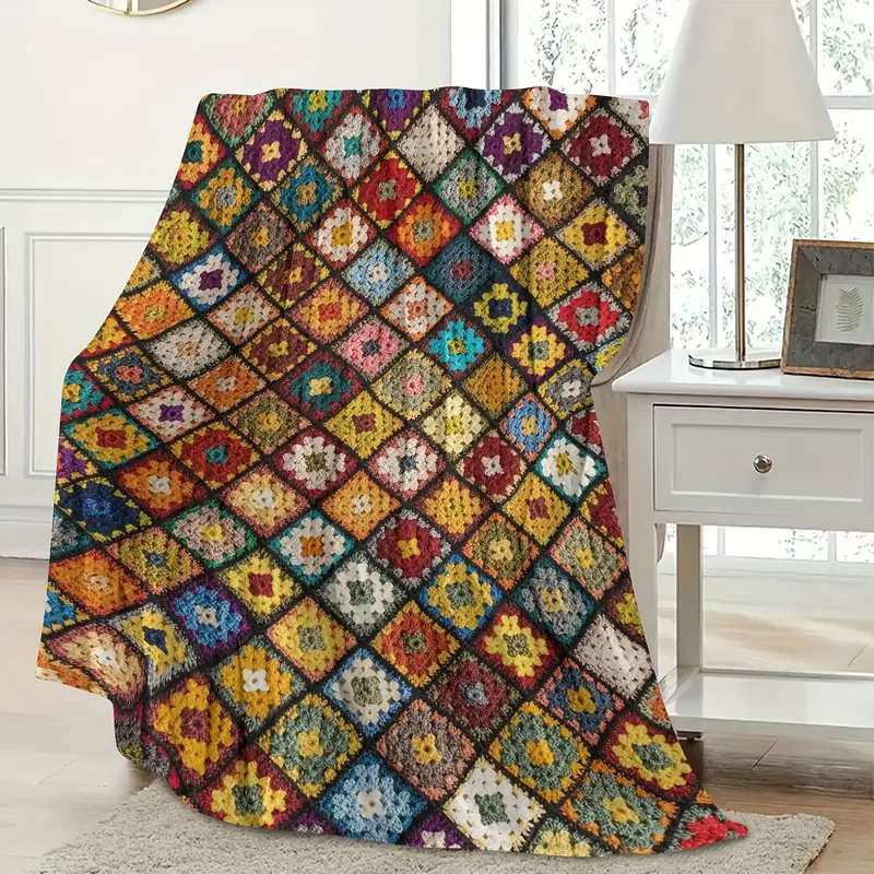 1 Bohemian Floral Print Flannel Blanket 70*100CM