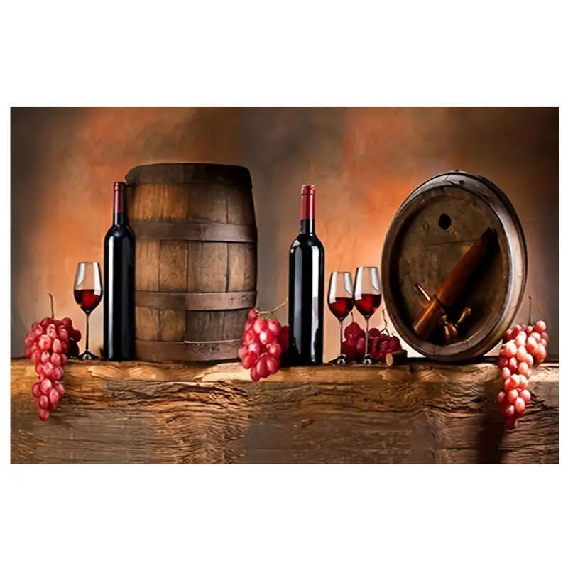 1pc Elegant Grape Barrel Wine Glasses Canvas Art Print 30.48x45.72 cm Frameless Soft Canvas Wall Dec
