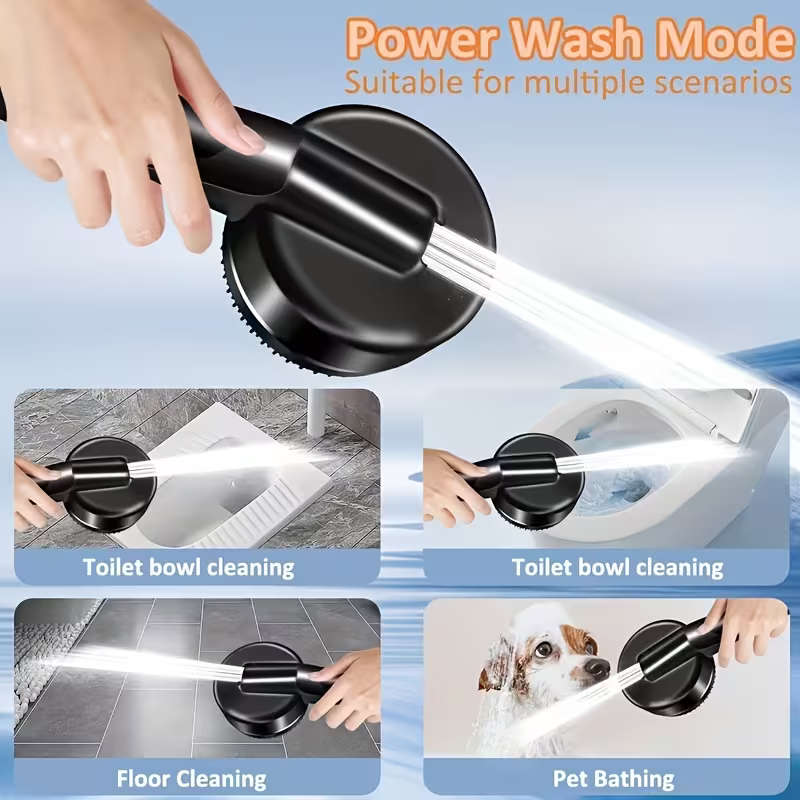 Handheld Pressurized Showerhead Four Spray Modes With 1.5Meter Reinforced Hose And Adjustable Bracke